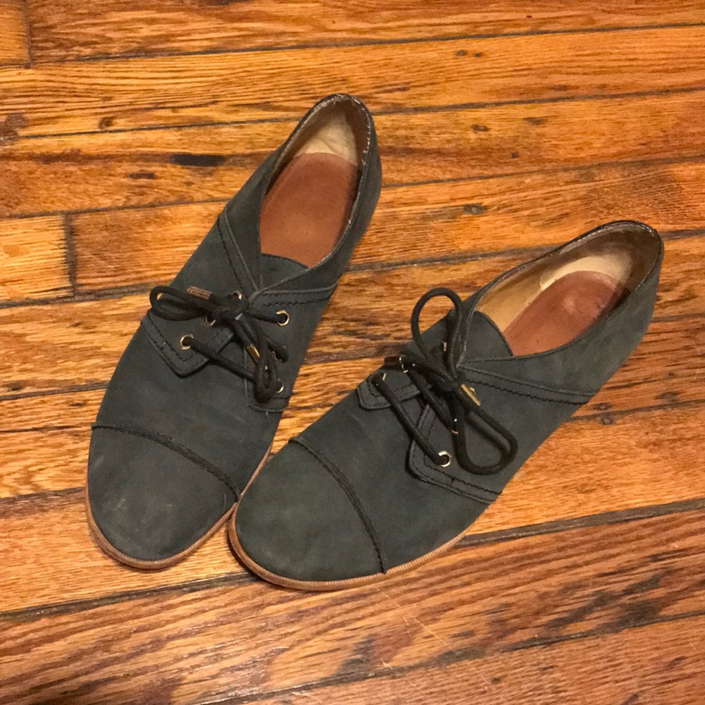 Eileen Fisher Blue Suede Oxfords